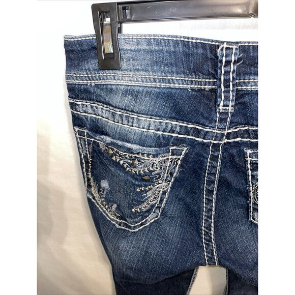 Silver Suki Women’s Bootcut Flare Jeans Sz 28x32 Blue Embroidered Western - Picture 11 of 12